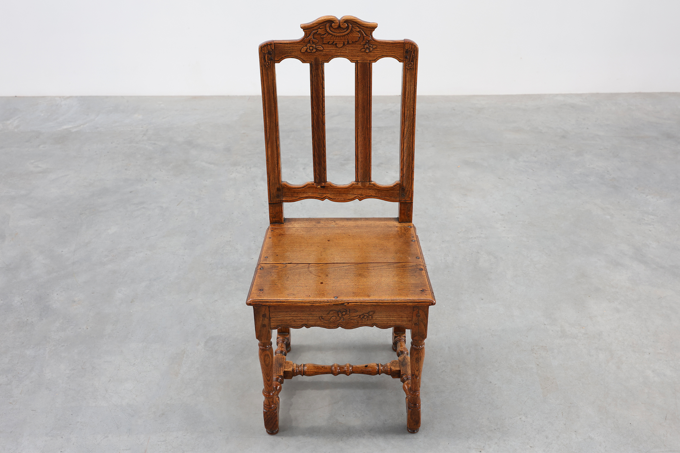 Pair of Antique carved oak side chairs, France 18th century thumbnail